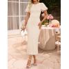 ZESICA Women’s Summer Short Sleeve Bodycon Midi Dress 2026 Spring Elegant Formal Wedding Guest Cocktail Party Dresses(Apricot)