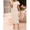ZESICA Women’s Summer Short Sleeve Bodycon Midi Dress 2026 Spring Elegant Formal Wedding Guest Cocktail Party Dresses(Apricot)
