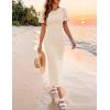ZESICA Women’s Summer Short Sleeve Bodycon Midi Dress 2026 Spring Elegant Formal Wedding Guest Cocktail Party Dresses(Apricot)