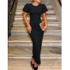 ZESICA Women’s Summer Short Sleeve Bodycon Midi Dress 2026 Spring Elegant Formal Wedding Guest Cocktail Party Dresses(Black)
