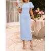 ZESICA Women’s Summer Short Sleeve Bodycon Midi Dress 2026 Spring Elegant Formal Wedding Guest Cocktail Party Dresses(Blue)