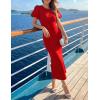 ZESICA Women’s Summer Short Sleeve Bodycon Midi Dress 2026 Spring Elegant Formal Wedding Guest Cocktail Party Dresses(Red)