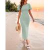 ZESICA Women’s Summer Short Sleeve Bodycon Midi Dress 2026 Spring Elegant Formal Wedding Guest Cocktail Party Dresses(Sage)