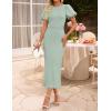 ZESICA Women’s Summer Short Sleeve Bodycon Midi Dress 2026 Spring Elegant Formal Wedding Guest Cocktail Party Dresses(Sage)