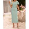 ZESICA Women’s Summer Short Sleeve Bodycon Midi Dress 2026 Spring Elegant Formal Wedding Guest Cocktail Party Dresses(Sage)