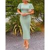 ZESICA Women’s Summer Short Sleeve Bodycon Midi Dress 2026 Spring Elegant Formal Wedding Guest Cocktail Party Dresses(Sage)