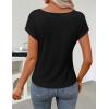 ZESICA Women’s Summer Short Sleeve Business Casual Tops 2026 Cowl Neck Knit Shirts Spring Work Dressy Blouses(Black)