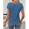 ZESICA Women’s Summer Short Sleeve Business Casual Tops 2026 Cowl Neck Knit Shirts Spring Work Dressy Blouses(Dustyblue)