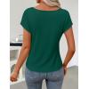 ZESICA Women’s Summer Short Sleeve Business Casual Tops 2026 Cowl Neck Knit Shirts Spring Work Dressy Blouses(Green)