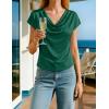 ZESICA Women’s Summer Short Sleeve Business Casual Tops 2026 Cowl Neck Knit Shirts Spring Work Dressy Blouses(Green)