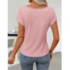 ZESICA Women’s Summer Short Sleeve Business Casual Tops 2026 Cowl Neck Knit Shirts Spring Work Dressy Blouses(Pink)