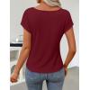 ZESICA Women’s Summer Short Sleeve Business Casual Tops 2026 Cowl Neck Knit Shirts Spring Work Dressy Blouses(Wine)