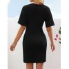 ZESICA Women’s Summer Short Sleeve Mini Dresses 2026 Crewneck Ruched Tie Waist Slim Fit Casual Beach Party T Shirt Dress(Black)