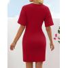 ZESICA Women’s Summer Short Sleeve Mini Dresses 2026 Crewneck Ruched Tie Waist Slim Fit Casual Beach Party T Shirt Dress(Red)