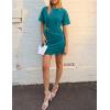 ZESICA Women’s Summer Short Sleeve Mini Dresses 2026 Crewneck Ruched Tie Waist Slim Fit Casual Beach Party T Shirt Dress(Teal)