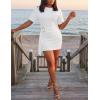 ZESICA Women’s Summer Short Sleeve Mini Dresses 2026 Crewneck Ruched Tie Waist Slim Fit Casual Beach Party T Shirt Dress(White)