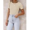 ZESICA Women’s Summer Short Sleeve Ribbed Knit Slim Fit T Shirt 2026 Crewneck Basic Casual Color Block Tee Tops(Apricot)
