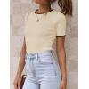 ZESICA Women’s Summer Short Sleeve Ribbed Knit Slim Fit T Shirt 2026 Crewneck Basic Casual Color Block Tee Tops(Apricot)