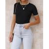 ZESICA Women’s Summer Short Sleeve Ribbed Knit Slim Fit T Shirt 2026 Crewneck Basic Casual Color Block Tee Tops(Dim)