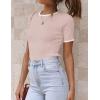 ZESICA Women’s Summer Short Sleeve Ribbed Knit Slim Fit T Shirt 2026 Crewneck Basic Casual Color Block Tee Tops(Dustypink)