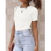 ZESICA Women’s Summer Short Sleeve Ribbed Knit Slim Fit T Shirt 2026 Crewneck Basic Casual Color Block Tee Tops(Ivory)