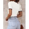 ZESICA Women’s Summer Short Sleeve Ribbed Knit Slim Fit T Shirt 2026 Crewneck Basic Casual Color Block Tee Tops(White)