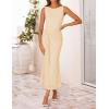 ZESICA Women’s Summer Sleeveless Bodycon Dress 2026 Crewneck Ruched Sexy Mesh Wedding Guest Cocktail Party Maxi Dresses(Apricot)