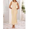 ZESICA Women’s Summer Sleeveless Bodycon Dress 2026 Crewneck Ruched Sexy Mesh Wedding Guest Cocktail Party Maxi Dresses(Apricot)