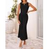 ZESICA Women’s Summer Sleeveless Bodycon Dress 2026 Crewneck Ruched Sexy Mesh Wedding Guest Cocktail Party Maxi Dresses(Black)