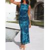 ZESICA Women’s Summer Sleeveless Bodycon Dress 2026 Crewneck Ruched Sexy Mesh Wedding Guest Cocktail Party Maxi Dresses(Darkblue)