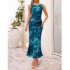 ZESICA Women’s Summer Sleeveless Bodycon Dress 2026 Crewneck Ruched Sexy Mesh Wedding Guest Cocktail Party Maxi Dresses(Darkblue)