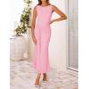 ZESICA Women’s Summer Sleeveless Bodycon Dress 2026 Crewneck Ruched Sexy Mesh Wedding Guest Cocktail Party Maxi Dresses(Pink)
