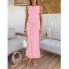ZESICA Women’s Summer Sleeveless Bodycon Dress 2026 Crewneck Ruched Sexy Mesh Wedding Guest Cocktail Party Maxi Dresses(Pink)