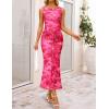 ZESICA Women’s Summer Sleeveless Bodycon Dress 2026 Crewneck Ruched Sexy Mesh Wedding Guest Cocktail Party Maxi Dresses(Rose)
