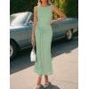 ZESICA Women’s Summer Sleeveless Bodycon Dress 2026 Crewneck Ruched Sexy Mesh Wedding Guest Cocktail Party Maxi Dresses(Sage)