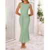 ZESICA Women’s Summer Sleeveless Bodycon Dress 2026 Crewneck Ruched Sexy Mesh Wedding Guest Cocktail Party Maxi Dresses(Sage)