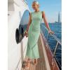 ZESICA Women’s Summer Sleeveless Bodycon Dress 2026 Crewneck Ruched Sexy Mesh Wedding Guest Cocktail Party Maxi Dresses(Sage)