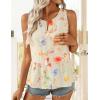 ZESICA Women’s Summer Sleeveless Gingham Tank Tops 2026 Crewneck Tie Front Top Loose Ruffle Peplum Babydoll Blouses(Apricot)