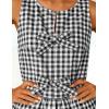 ZESICA Women’s Summer Sleeveless Gingham Tank Tops 2026 Crewneck Tie Front Top Loose Ruffle Peplum Babydoll Blouses(Black)