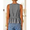ZESICA Women’s Summer Sleeveless Gingham Tank Tops 2026 Crewneck Tie Front Top Loose Ruffle Peplum Babydoll Blouses(Black)