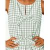 ZESICA Women’s Summer Sleeveless Gingham Tank Tops 2026 Crewneck Tie Front Top Loose Ruffle Peplum Babydoll Blouses(Green)