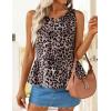 ZESICA Women’s Summer Sleeveless Gingham Tank Tops 2026 Crewneck Tie Front Top Loose Ruffle Peplum Babydoll Blouses(Leopard)