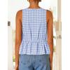 ZESICA Women’s Summer Sleeveless Gingham Tank Tops 2026 Crewneck Tie Front Top Loose Ruffle Peplum Babydoll Blouses(Lightblue)