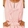 ZESICA Women’s Summer Sleeveless Gingham Tank Tops 2026 Crewneck Tie Front Top Loose Ruffle Peplum Babydoll Blouses(Pink)