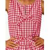 ZESICA Women’s Summer Sleeveless Gingham Tank Tops 2026 Crewneck Tie Front Top Loose Ruffle Peplum Babydoll Blouses(Red)