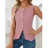 ZESICA Womens Summer Sleeveless Suit Vest 2026 Boat Neck Button Down Formal Vest Tops Casual Trendy Work Blazer Waistcoat(Pink)