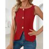 ZESICA Womens Summer Sleeveless Suit Vest 2026 Boat Neck Button Down Formal Vest Tops Casual Trendy Work Blazer Waistcoat(Red)