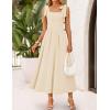 ZESICA Women’s Summer Spaghetti Strap Maxi Dress 2026 Tie Shoulder Square Neck Flowy Wedding Guest Party Beach Long Dresses(Apricot)