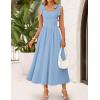 ZESICA Women’s Summer Spaghetti Strap Maxi Dress 2026 Tie Shoulder Square Neck Flowy Wedding Guest Party Beach Long Dresses(Blue)