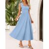 ZESICA Women’s Summer Spaghetti Strap Maxi Dress 2026 Tie Shoulder Square Neck Flowy Wedding Guest Party Beach Long Dresses(Blue)
